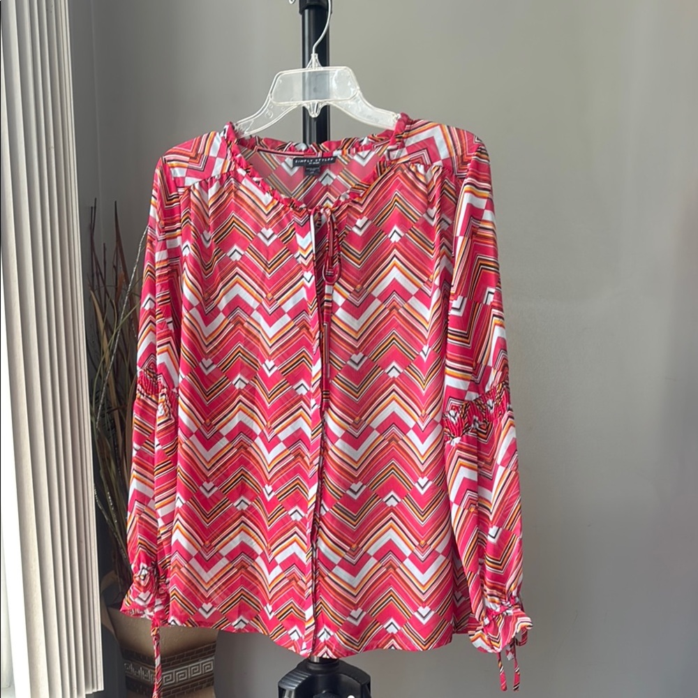 Simply Styled Pink Relaxed Blouse with Tie Front